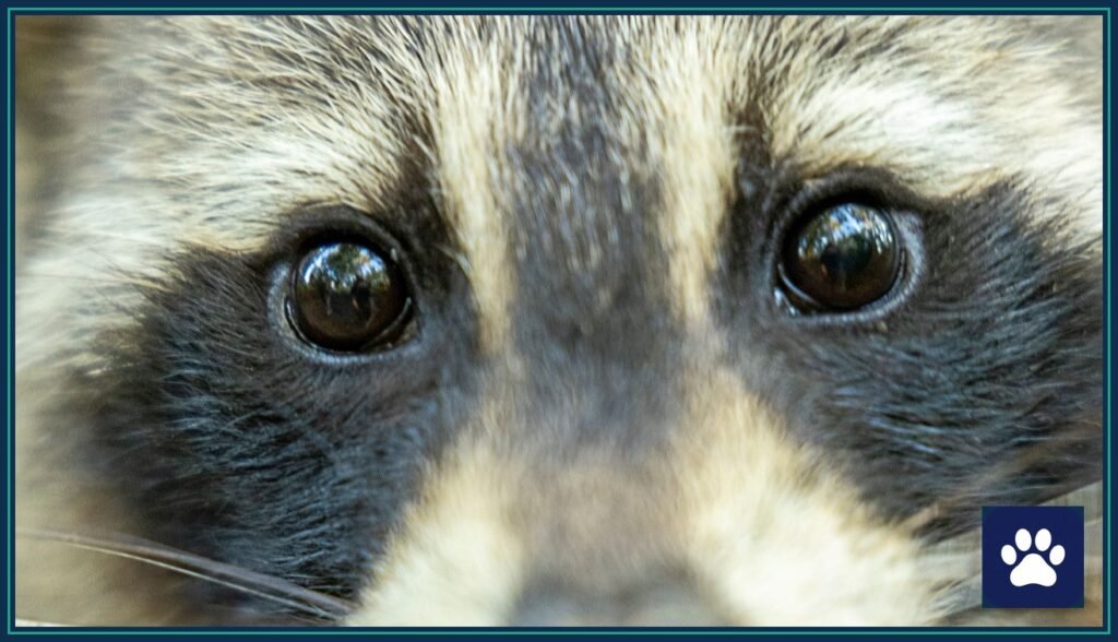 Close-up of a raccoon's face — LA County confirmed its first rabid raccoon in 50+ years, a warning for dog owners about rabies in dogs